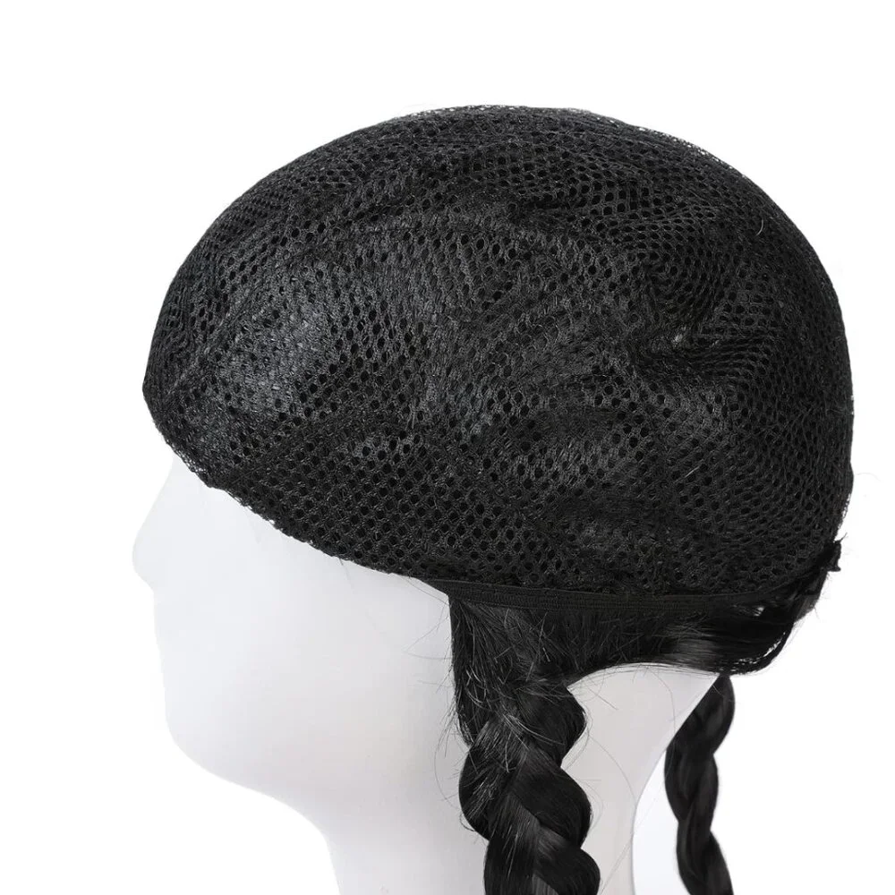 KIDS Wednesday Long Black Braided Wig with Bang for Kids & Girls